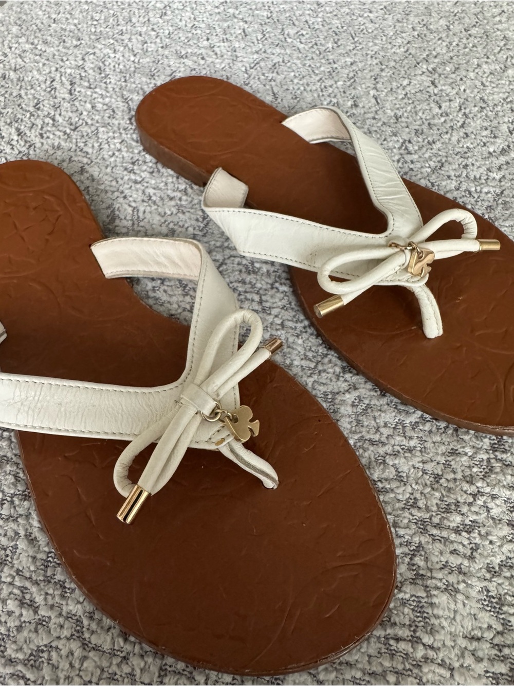 Kate Spade Charles White Leather Bow Sandals Size 6M - Picture 9 of 11